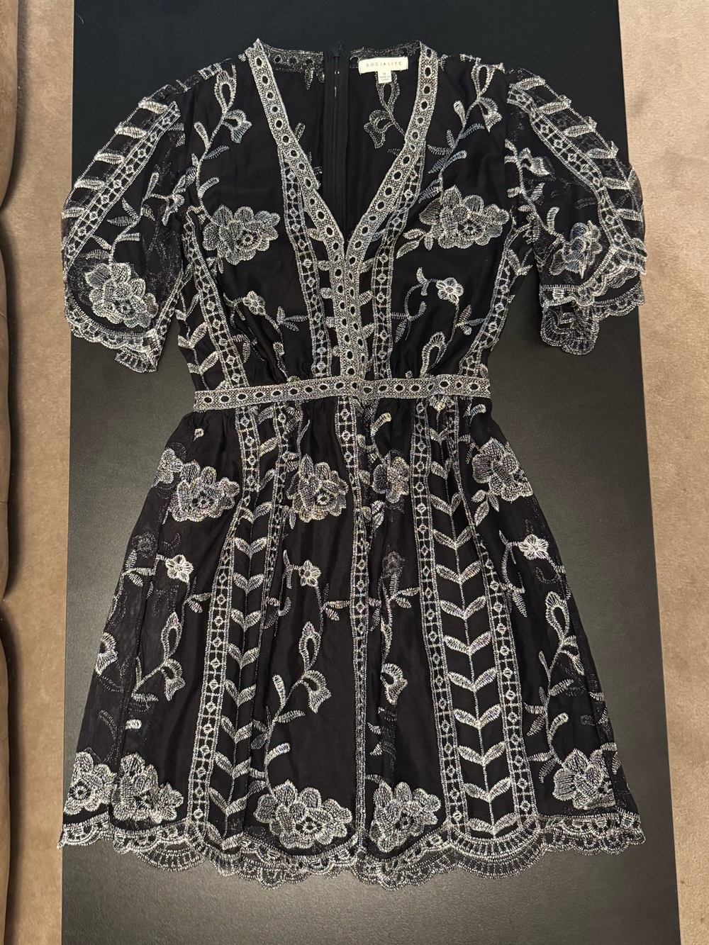 Black Metallic Floral Dress size M